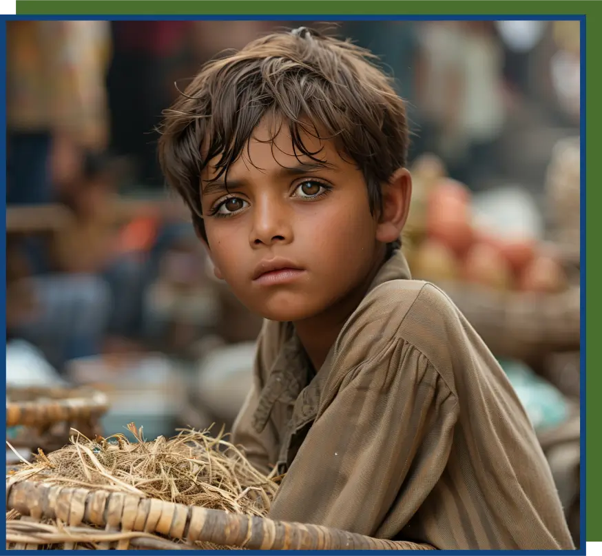 poor pakistan boy collecting weeds