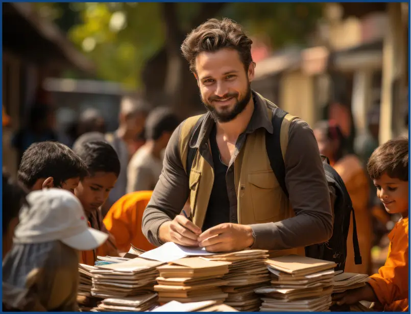 a volunteer graciously servicing poor kids in pakistan with his time, treasure, and talent